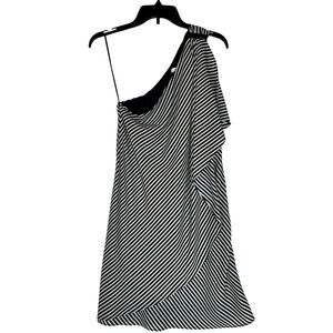 Halston Dress One Shoulder Striped